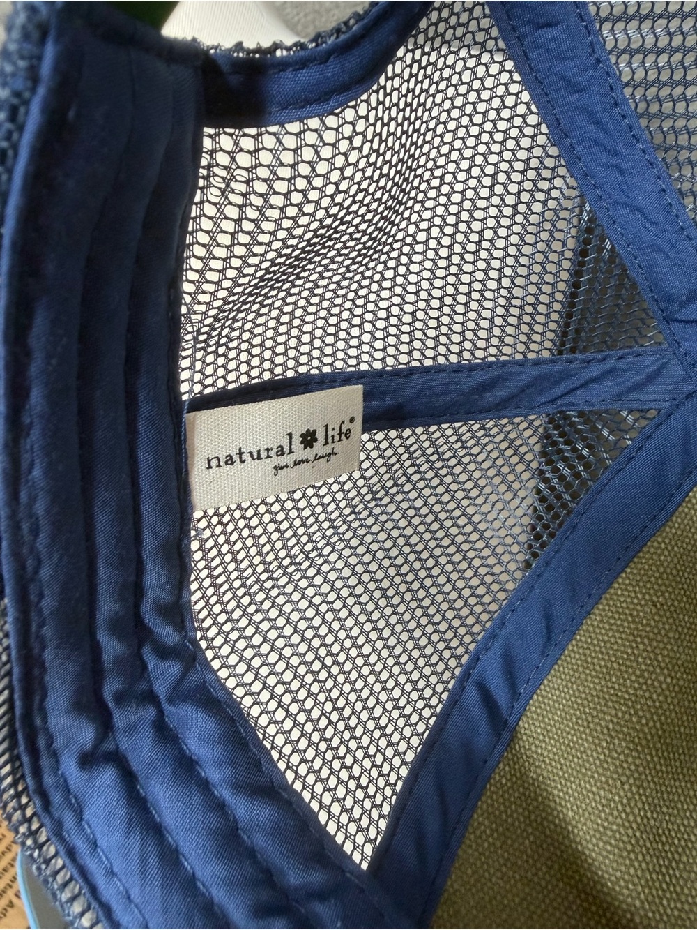 NATURAL LIFE Blue Mesh Trucker Cap with Olive Panel - Picture 3 of 3